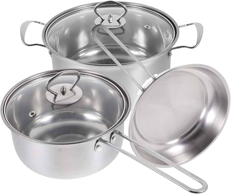 Stainless Steel Cookware Set with Handles and Easy Cleaning