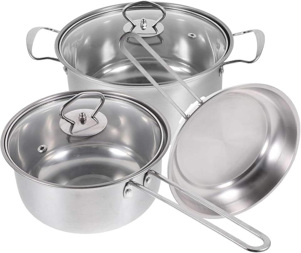 Stainless Steel Cookware Set with Handles and Easy Cleaning