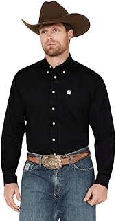 Men's Long Sleeve Black Solid Western Shirt
