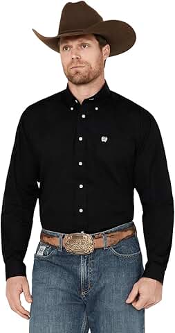 Men's Long Sleeve Black Solid Western Shirt