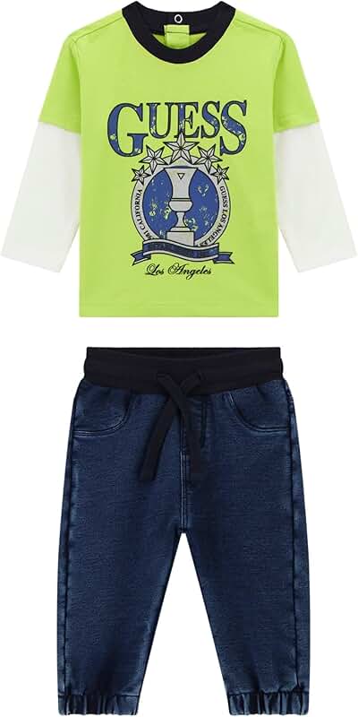 Baby Boys' Long Sleeve T-Shirt and Denim Pants Set