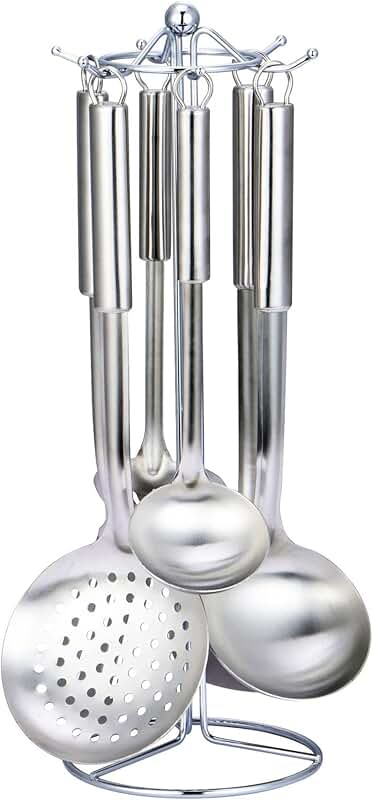 Stainless Steel Cooking Utensil Set with Ladle Spatula Skimmer