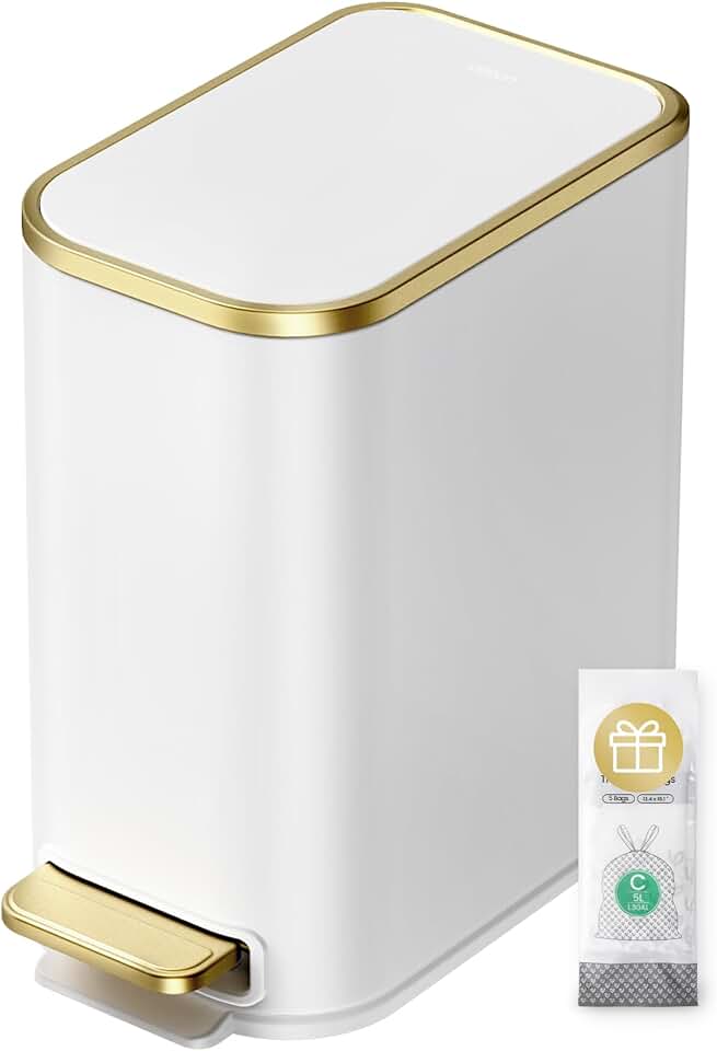 Small Bathroom Trash Can with Lid and Pedal