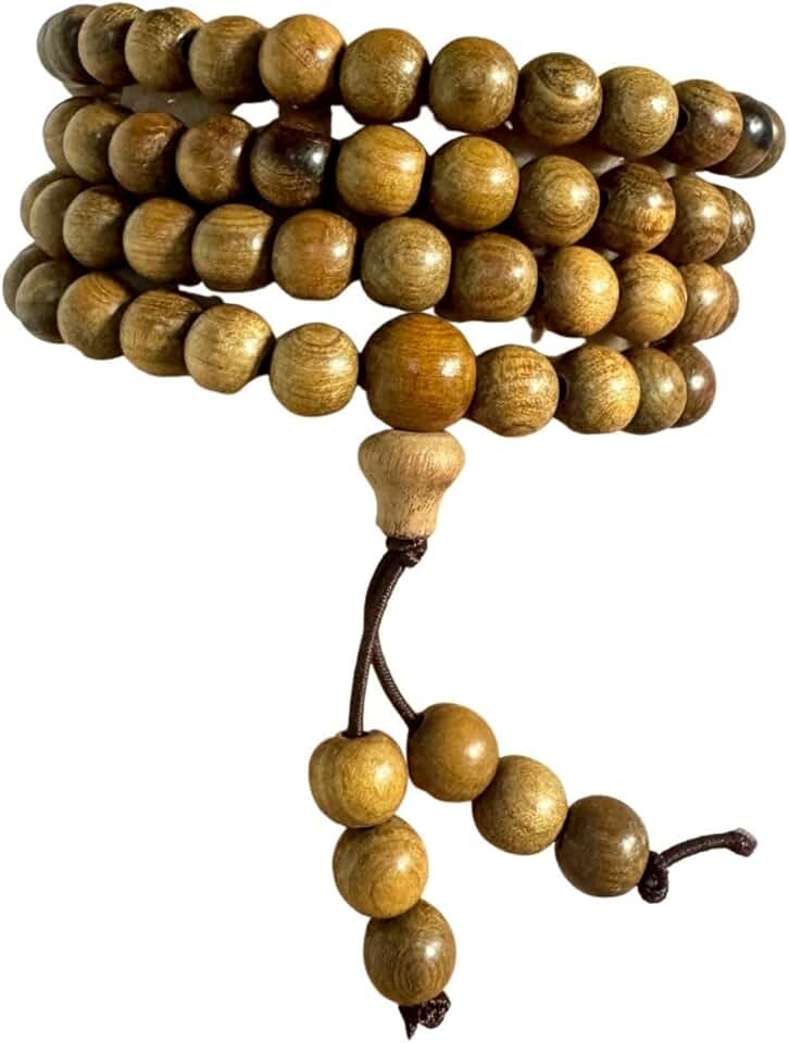 Natural Sandalwood Mala Prayer Necklace with 108 Beads