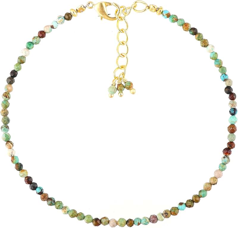 Natural Beaded Birthstone Bracelet, 8 Inch Gold Plated Jewelry