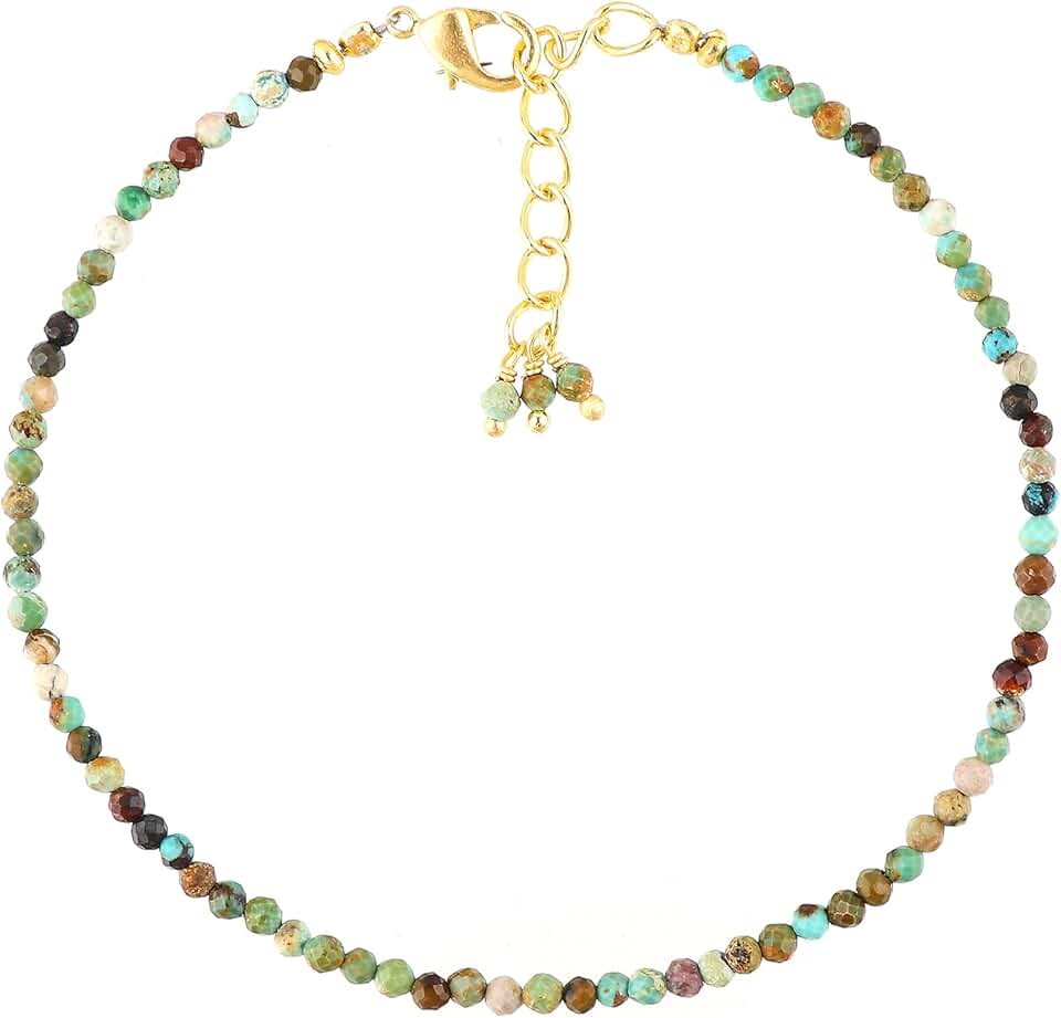Natural Beaded Birthstone Bracelet, 8 Inch Gold Plated Jewelry