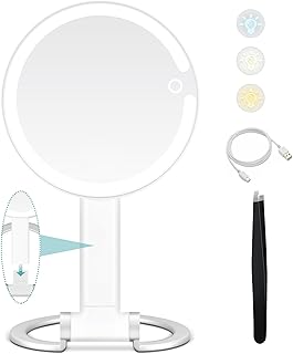 Double-Sided Lighted Magnifying Travel Mirror