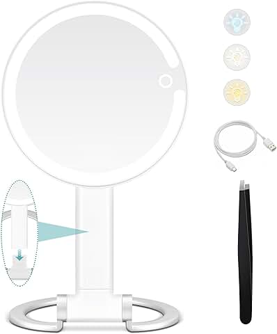 Double-Sided Lighted Magnifying Travel Mirror