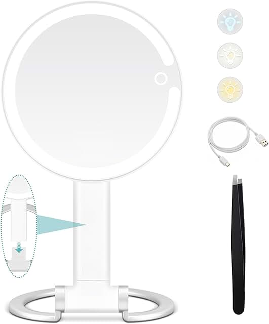 Double-Sided Lighted Magnifying Travel Mirror