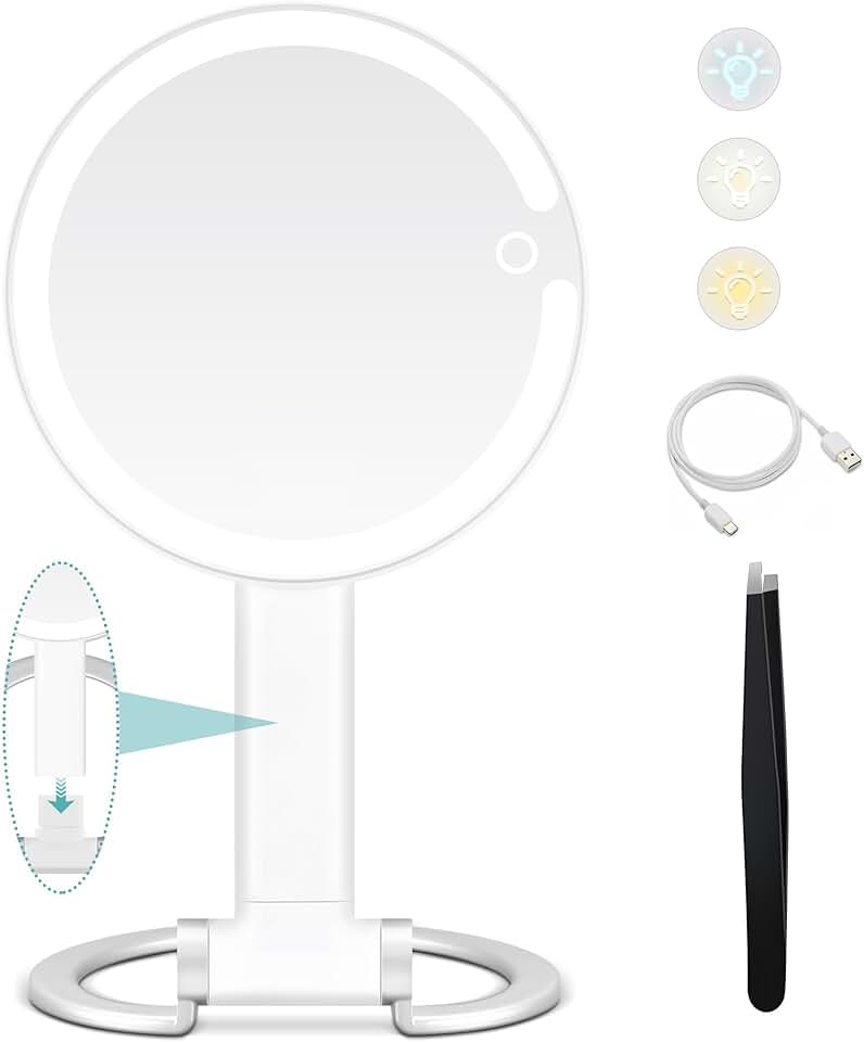 Double-Sided Lighted Magnifying Travel Mirror
