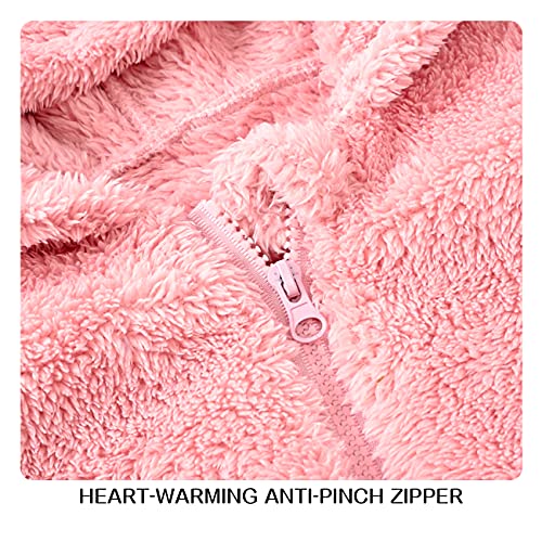 Pink Baby Fleece Jumpsuit Onesie Girls Hoodie Warm Clothing 6-9-12 months