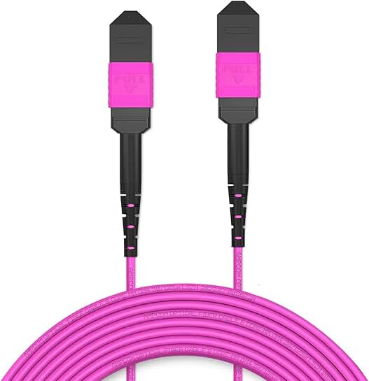 50m OM4 MPO to MPO Trunk Cable, 12 Fibers, Magenta