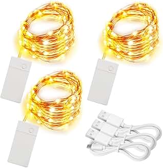 Three 10ft Rechargeable Fairy Lights with 30 LEDs