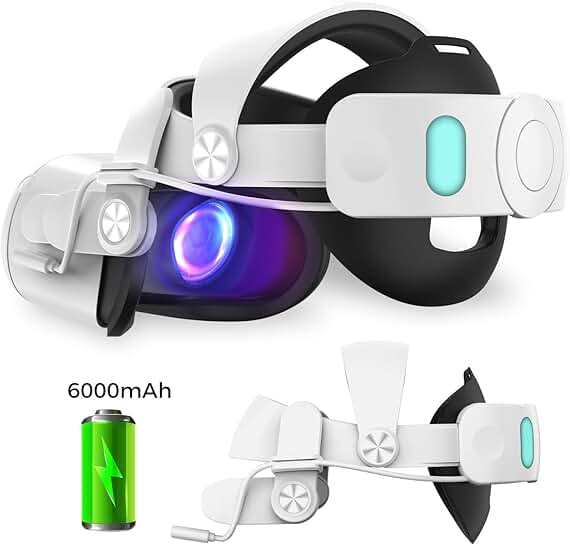 Head strap with 6000mAh battery, 7-hour play, adjustable and lightweight