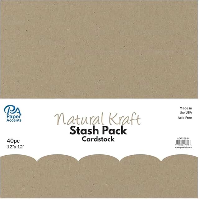 Natural Kraft Cardstock Pack, 12x12, 40 sheets