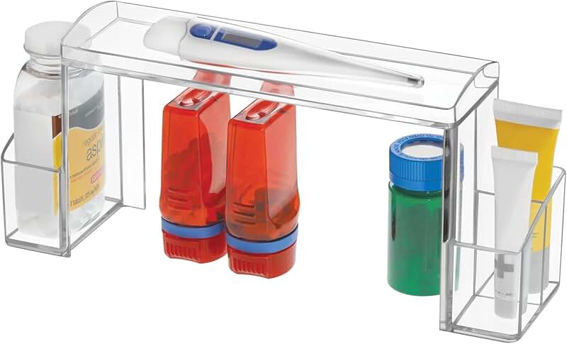 Small 2-Tier Plastic Medicine Cabinet for Storage