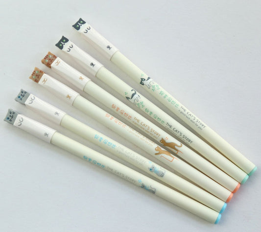 Colorful Cats Gel Pen Set, 6 Pieces