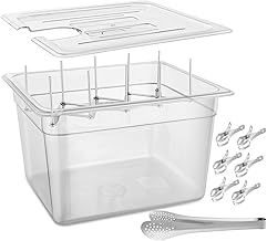 Set of 9 Sous Vide Containers with Rack and Tongs