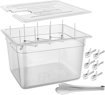 Set of 9 Sous Vide Containers with Rack and Tongs