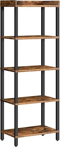 5-Tier Wooden Corner Shelf for Living and Study Rooms