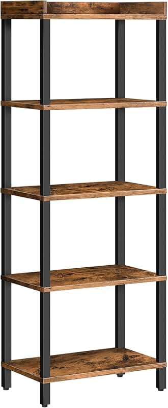 5-Tier Wooden Corner Shelf for Living and Study Rooms