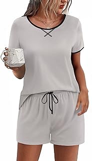 Women's Short Sleeve Pajama Set with Shorts and Pocket