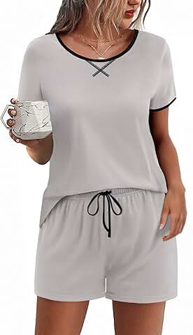 Women's Short Sleeve Pajama Set with Shorts and Pocket