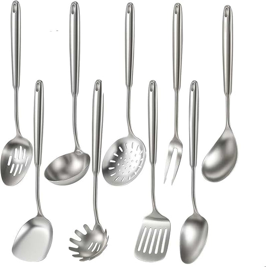Silicone Kitchen Utensil Set with Stainless Steel Handles