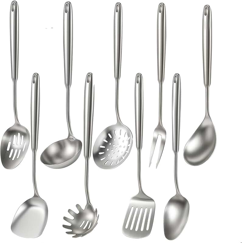 9-Piece Stainless Steel Cooking Utensils Set