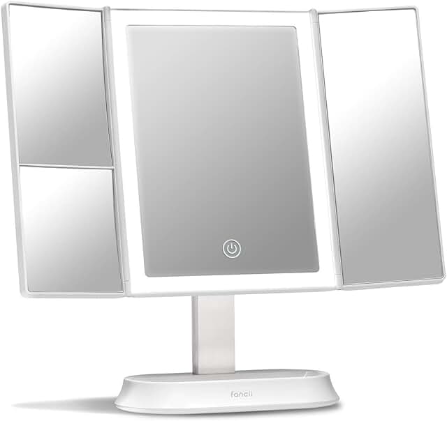 Lighted Makeup Mirror with Magnification and Dimmable Lights