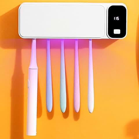 Cordless Toothbrush Sanitizer with 5 Slots and Auto Clean