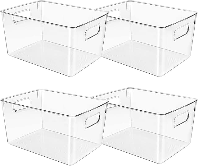 Clear Plastic Storage Bins for Kitchen and Home Organization