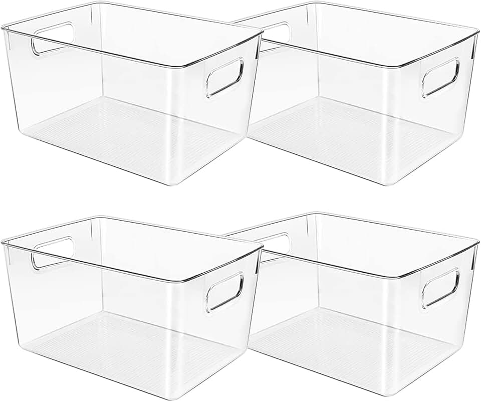 Clear Plastic Storage Bins for Kitchen and Home Organization