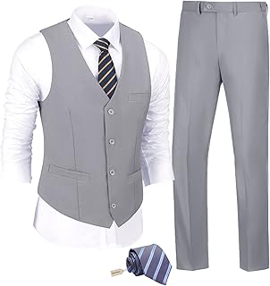 Men's Slim Fit 2-Piece Suit with Vest and Tie