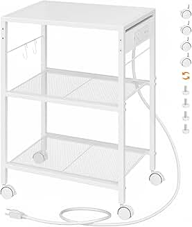 3-Tier Mobile Printer Stand with Power Outlets