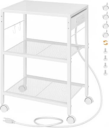 3-Tier Mobile Printer Stand with Power Outlets