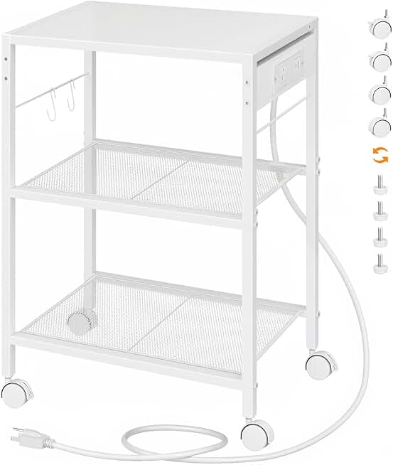 3-Tier Mobile Printer Stand with Power Outlets