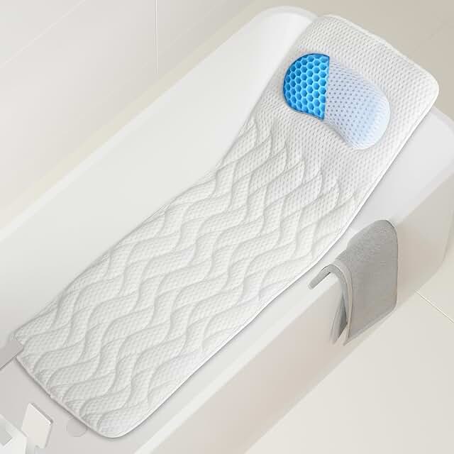 Full Body Bath Pillow with Headrest for Neck and Back Support
