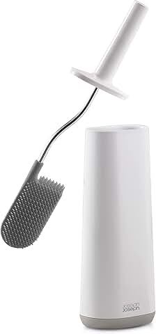 Grey and white toilet brush with slim holder