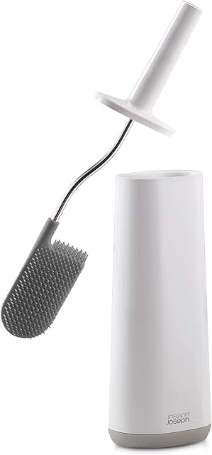 Grey and white toilet brush with slim holder