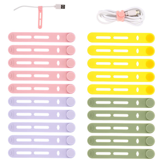 20 Colorful Silicone Cable Ties for Organizing Wires
