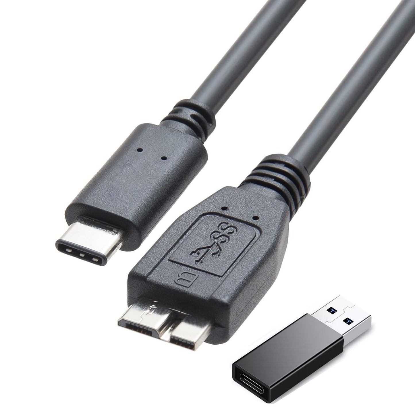 2-in-1 External Hard Drive Cable, 1.6ft, Micro B 3.0 to USB C/A