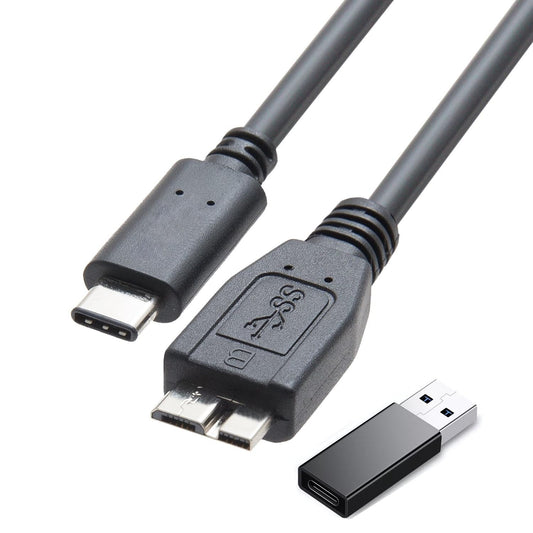2-in-1 External Hard Drive Cable, 1.6ft, Micro B 3.0 to USB C/A