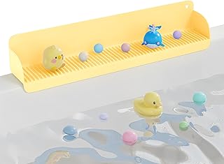 Yellow Silicone Bathtub Splash Guard and Storage Tray