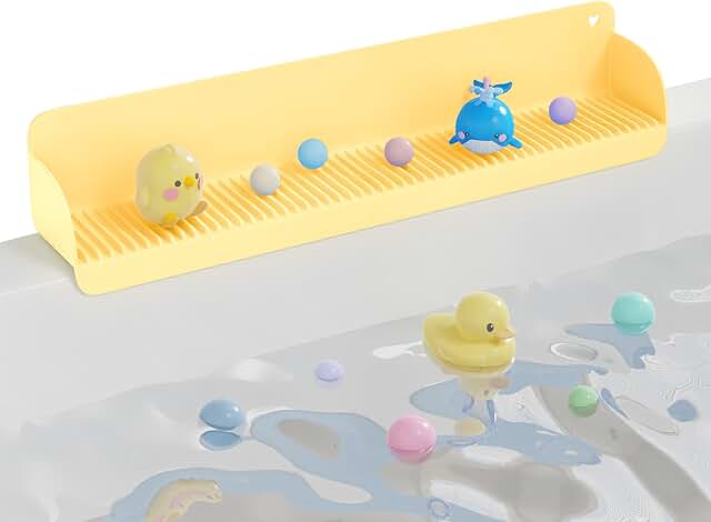 Yellow Silicone Bathtub Splash Guard and Storage Tray