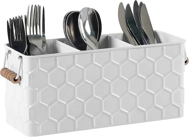 Silverware Caddy with 3 Compartments for Utensils