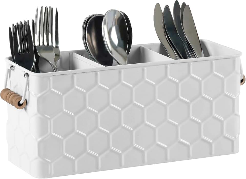 Silverware Caddy with 3 Compartments for Utensils