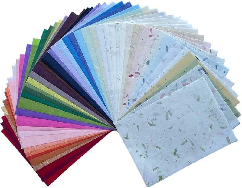 A4 Natural Fiber Mulberry Paper Sheets, 50 Colors