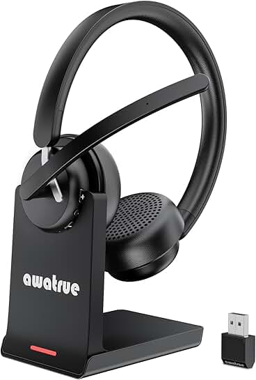 Wireless Headset with Mic for Work and Calls