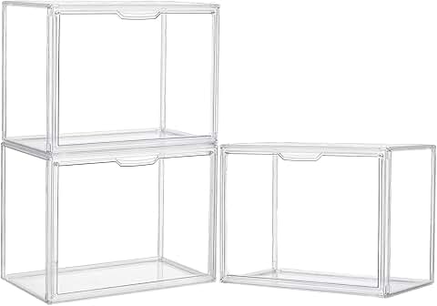 Three Clear Acrylic Display Cases with Magnetic Doors